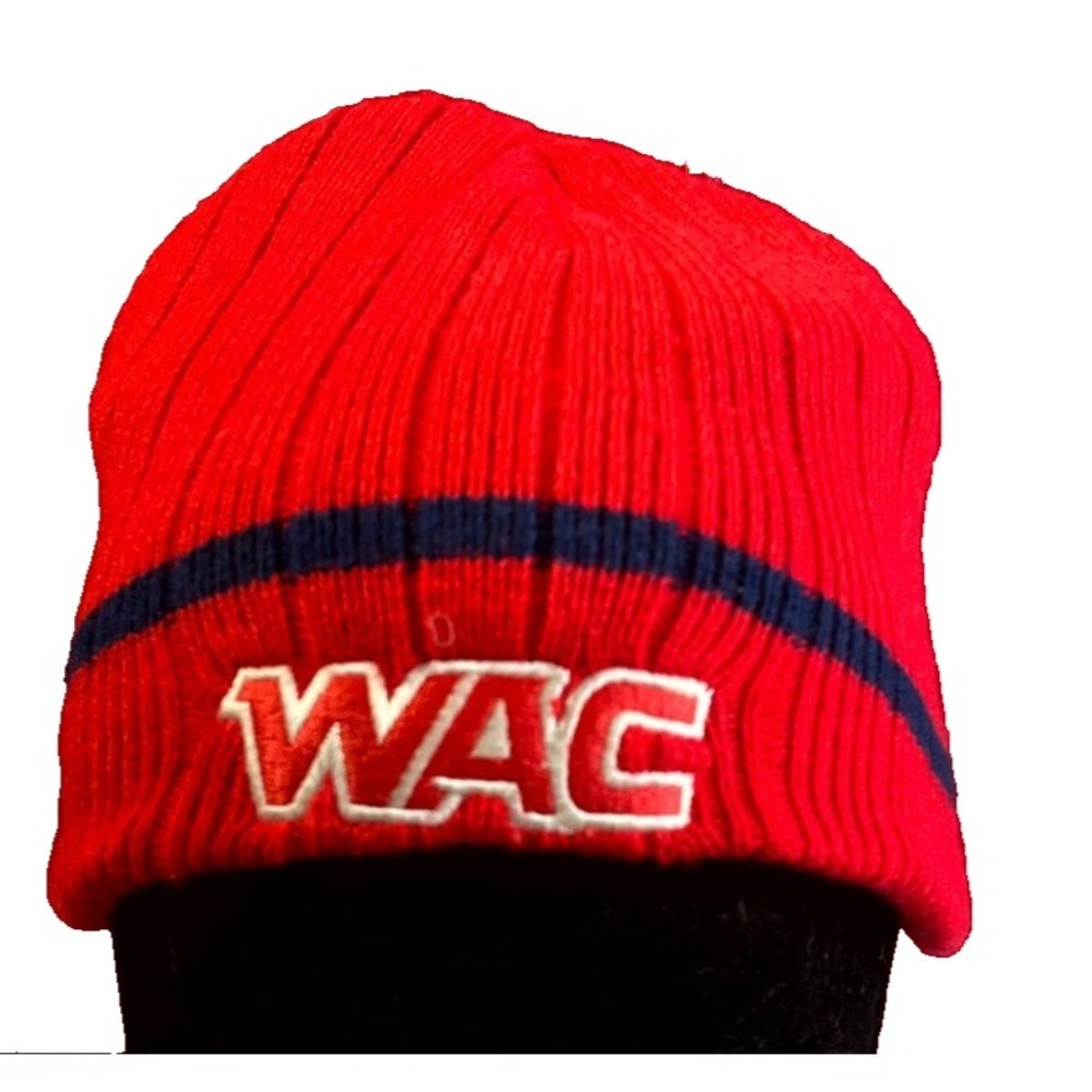 Reversible WAC Western Athletic Conference Beanie Red Blue Knitted College NCAA